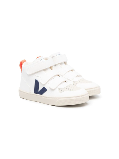 Veja Kids' V-10 Mid Touch-strap Sneakers In White | ModeSens