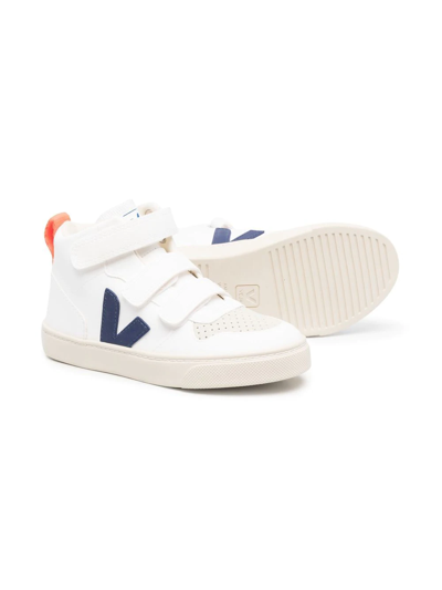 Shop Veja V-10 Mid Touch-strap Sneakers In White