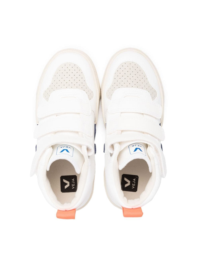 Shop Veja V-10 Mid Touch-strap Sneakers In White