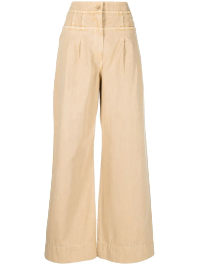 Shop Ulla Johnson High-waisted Wide-leg Pants In Neutrals