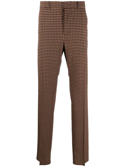 Shop Valentino Ministud-print Tailored Trousers In Brown