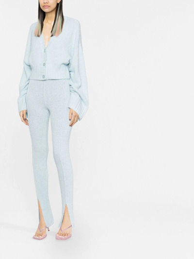 Shop Rotate Birger Christensen Wide-sleeve Cropped Cardigan In Blue