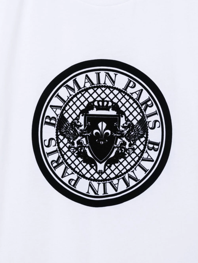 Shop Balmain Teen Logo-print Cotton T-shirt In White