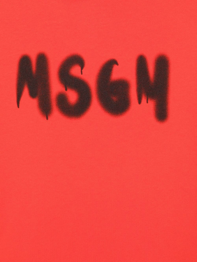 Shop Msgm Teen Logo-print Cotton Hoodie In Red