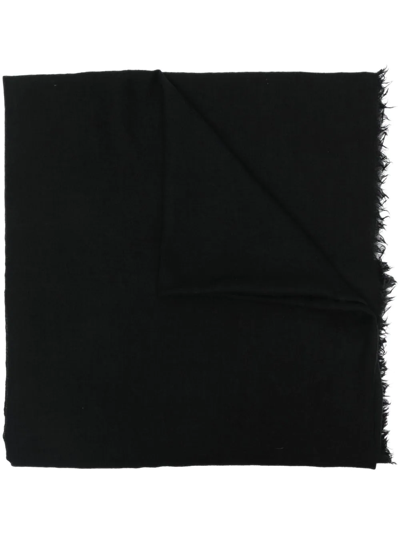 Shop Rick Owens Frayed-edge Scarf In Black