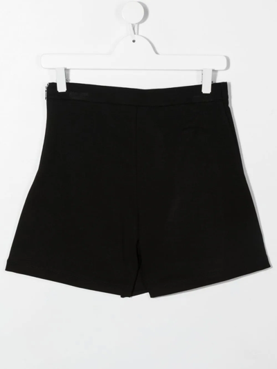 Shop Msgm Teen Overlay-panel Short Shorts In Black