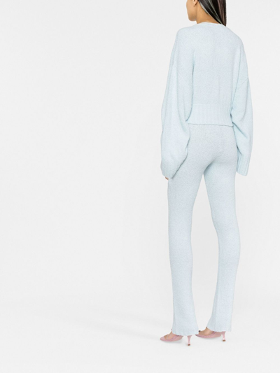 Rotate Birger Christensen Rotate 'aliciana' Bouclé Knitted Leggings In Blue