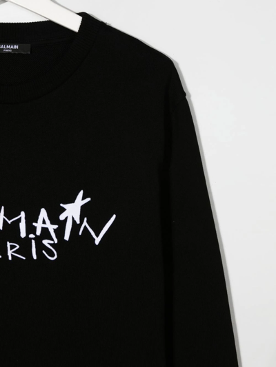 Shop Balmain Teen Logo-print Sweatshirt In Black