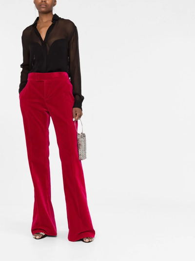 Shop Tom Ford Velvet Bootcut Trousers In Pink