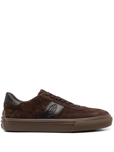 Shop Tod's Logo-patch Low-top Sneakers In Brown