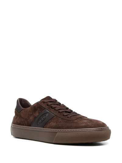 Shop Tod's Logo-patch Low-top Sneakers In Brown
