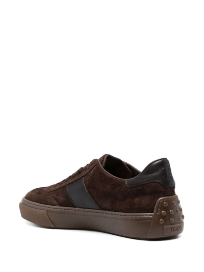 Shop Tod's Logo-patch Low-top Sneakers In Brown