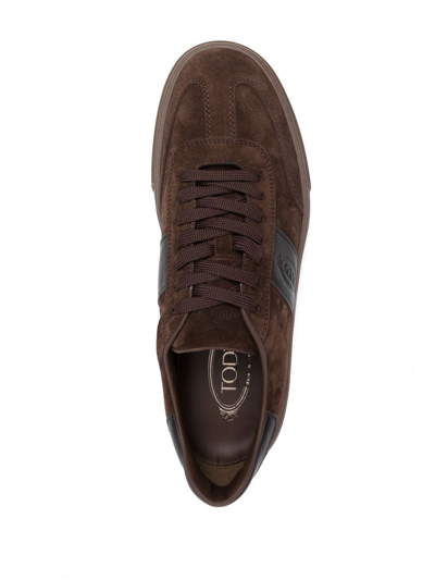 Shop Tod's Logo-patch Low-top Sneakers In Brown