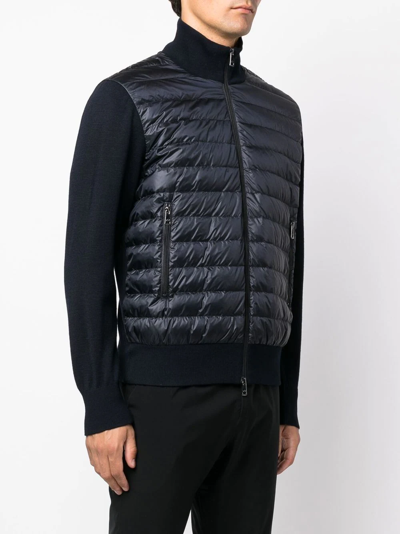 Paul & Shark Padded-panel Knitted Jacket In Blue