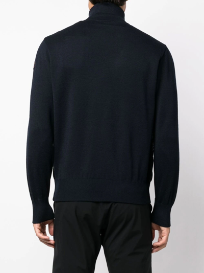 Paul & Shark Padded-panel Knitted Jacket In Blue