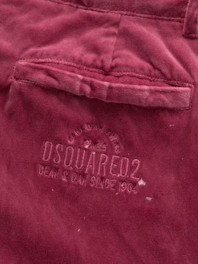 Shop Dsquared2 Embroidered-logo Velvet Trousers In Pink