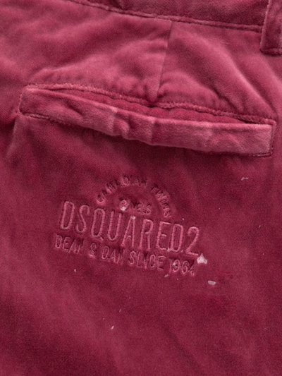 Dsquared2 Embroidered-logo Velvet Trousers In Pink