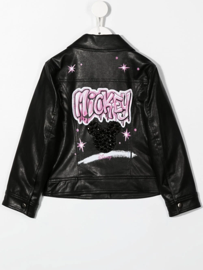 Shop Monnalisa Crystal-embellished Mickey Jacket In Black
