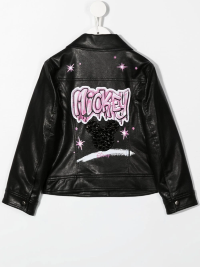 Monnalisa Crystal-embellished Mickey Jacket In Black
