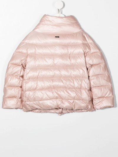 Shop Herno Logo-lettering High-neck Padded Jacket In Pink