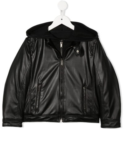 Shop Dondup Hooded Zipped-up Jacket In Black