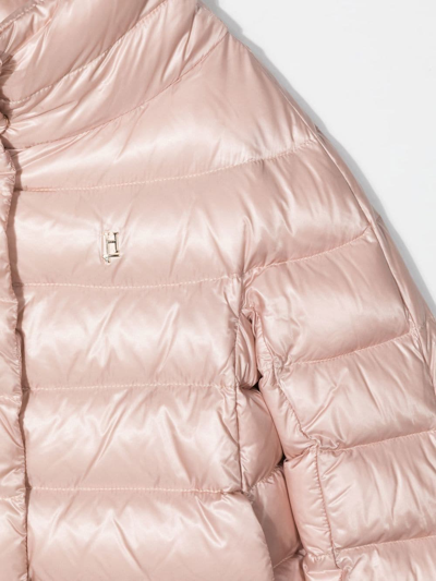 Shop Herno Logo-lettering High-neck Padded Jacket In Pink