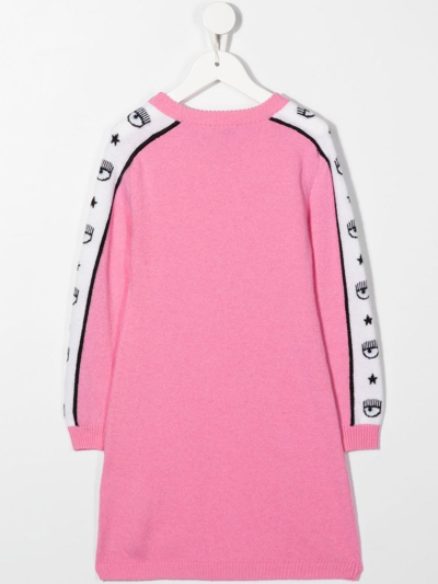 Shop Chiara Ferragni Logo-print Stripe-detail Dress In Pink