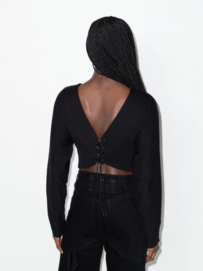 Rta Black Josefa Cropped Cotton Top In Black