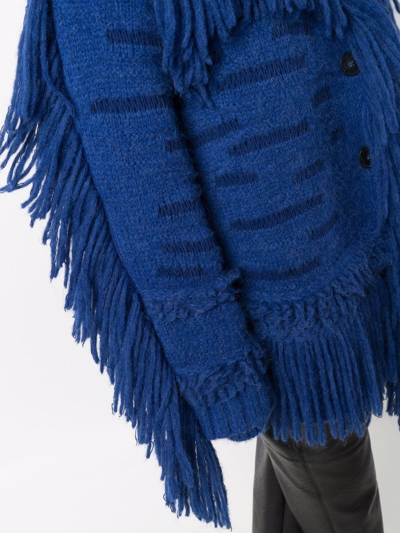 Shop Stella Mccartney Oversized Fringed Jumper In Blue