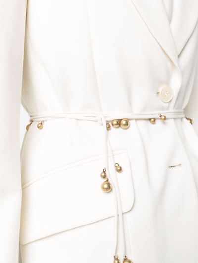Stella Mccartney Belted Single-breasted Blazer In Neutrals