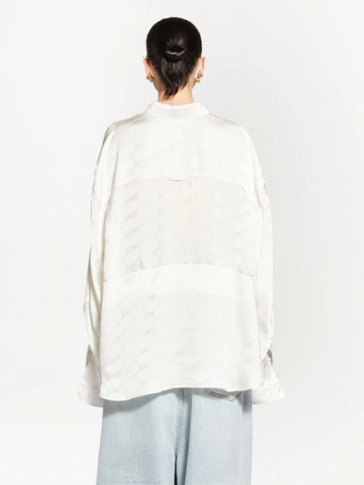 Shop Balenciaga Bb Monogram Twisted-sleeve Shirt In White