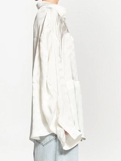 Shop Balenciaga Bb Monogram Twisted-sleeve Shirt In White
