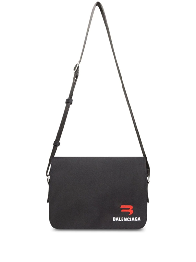 Shop Balenciaga Explorer Logo-print Messenger Bag In Black