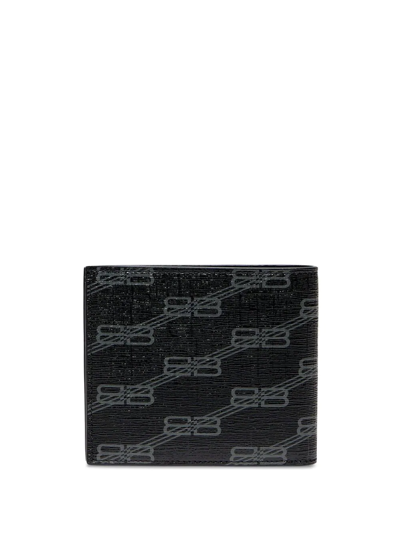 Shop Balenciaga Signature Monogram Bi-fold Wallet In Black