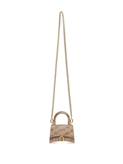 Shop Balenciaga Hourglass Logo-print Tote Bag In Neutrals