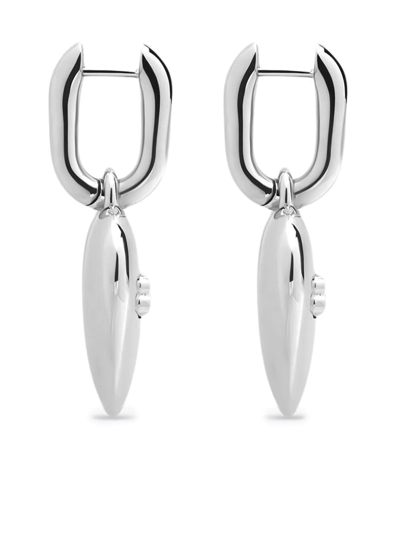 Shop Balenciaga Bb Icon Heart-motif Earrings In Silver