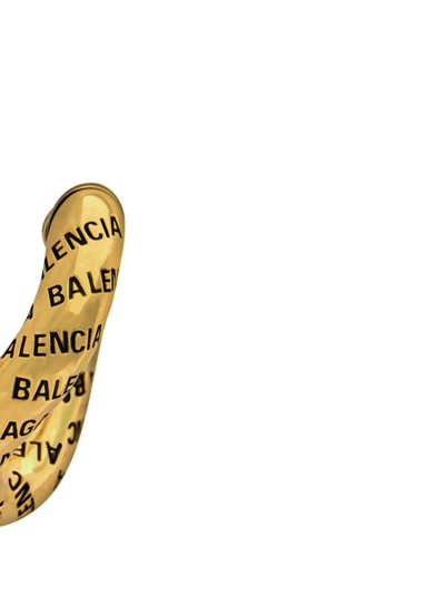 Shop Balenciaga Logo-print Hoop Earrings In Gold