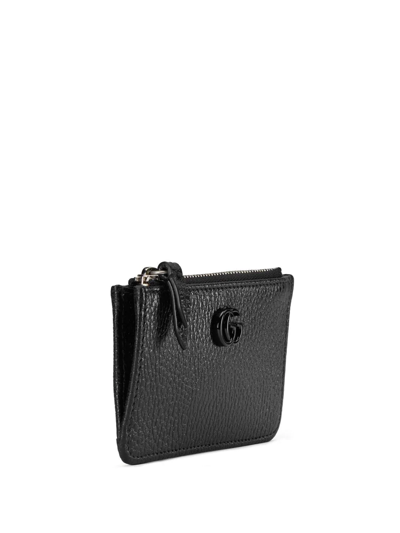 Shop Gucci Gg Marmont Leather Card Case In Black