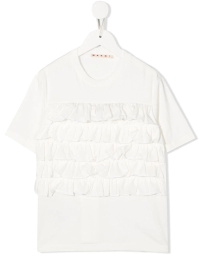 Shop Marni Ruched Short-sleeved Top In White
