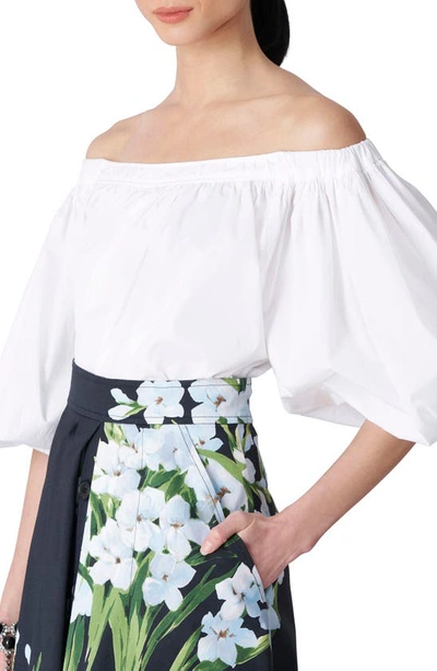 Shop Carolina Herrera Gladiolus Print A-line Midi Skirt In Black-multi
