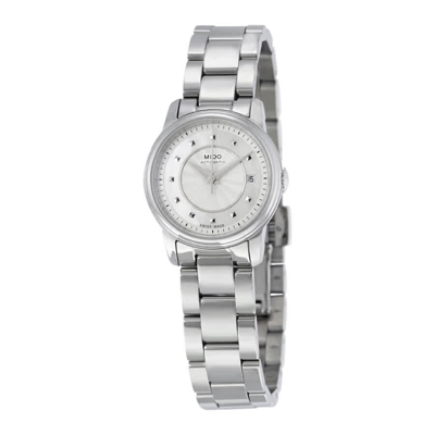 Shop Mido Baroncelli Iii Automatic Mother Of Pearl Dial Ladies Watch M010.007.11.111.00 In Mother Of Pearl/silver Tone