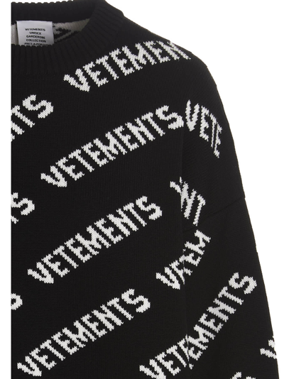 Shop Vetements Logo Sweater In White/black