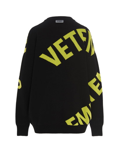 Shop Vetements Giant Logo Sweater In Black