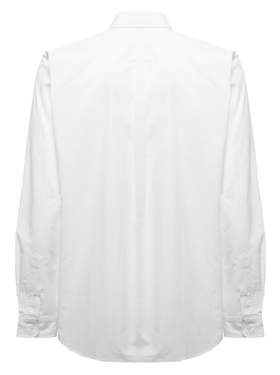 Shop Kenzo White Cotton Poplin Shirt With Embroidered Crest Logo  Man