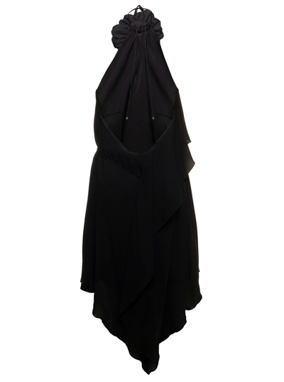 Shop Blumarine Black Viscose Dress With Flower Brooch Detail  Woman