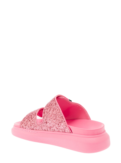 Alexander Mcqueen Glitter Platform Slide Sandal In Pink | ModeSens