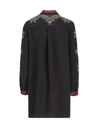 Shop Etro Woman Shirt In Black Silk With Print In Nero