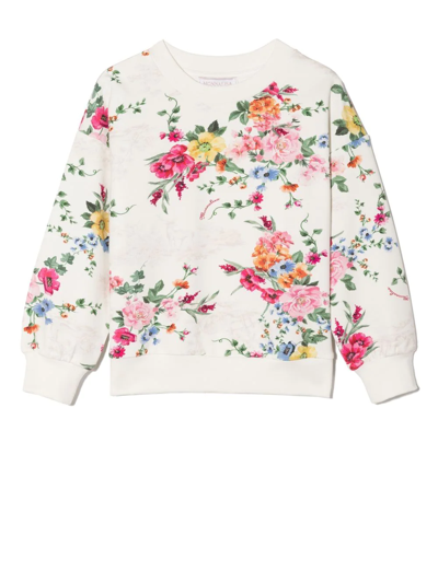 Monnalisa Kids White Floral Print Cotton Sweatshirt | ModeSens