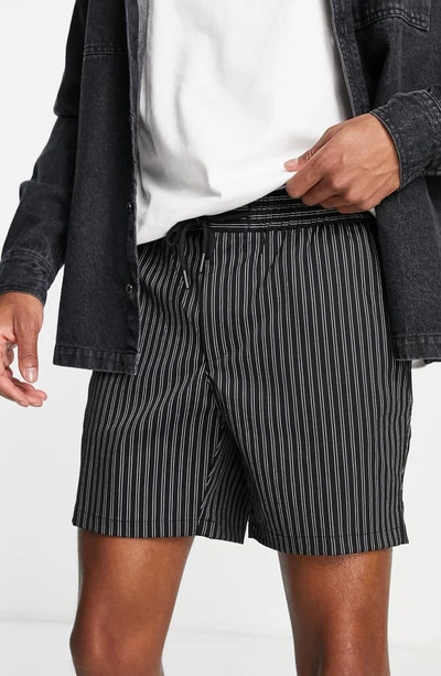Shop Topman Skinny Striped Shorts In Black