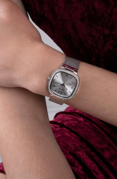 Shop Guess Analog Mesh Bracelet Watch, 32mm In Silver Tone